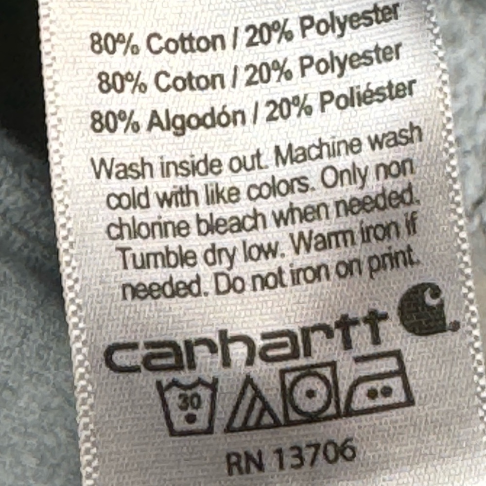 Carhartt Unisex Gray Hoodie- Size 10/12 Medium - Picture 9 of 13